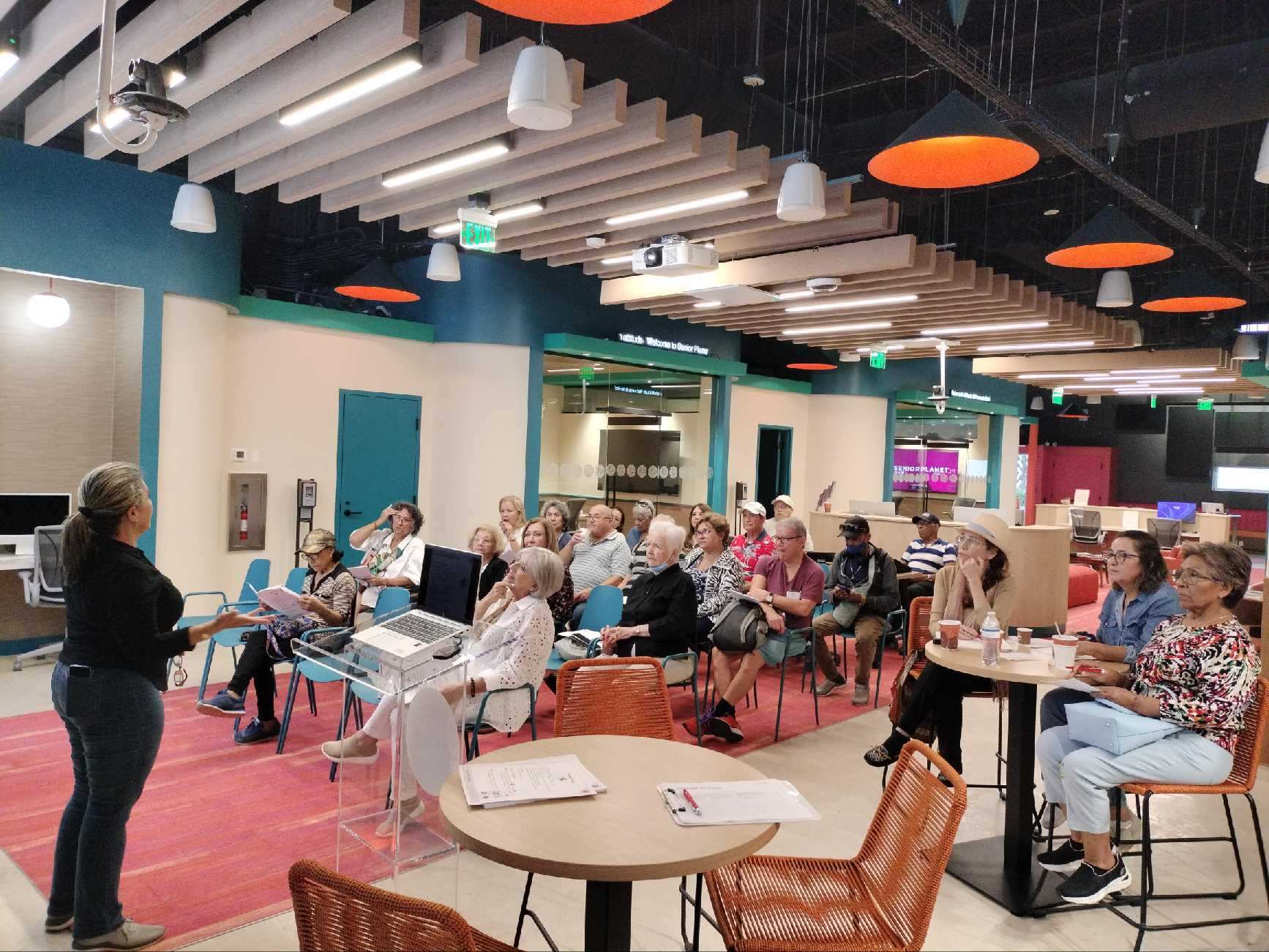 participants at Senior Planet center in Wynwood sitting in chairs during lecture
